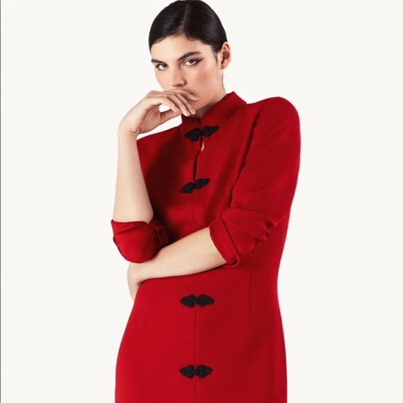 NWT Zara Red Toggle Dress size Large - Picture 7 of 17